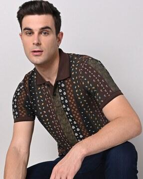 paisley print slim fit polo t-shirt