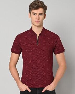 paisley print slim fit polo t-shirt