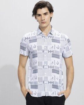 paisley print slim fit shirt