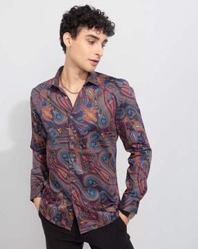 paisley print slim fit shirt