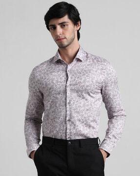 paisley print slim-fit shirt