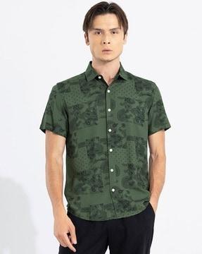 paisley print slim fit shirt