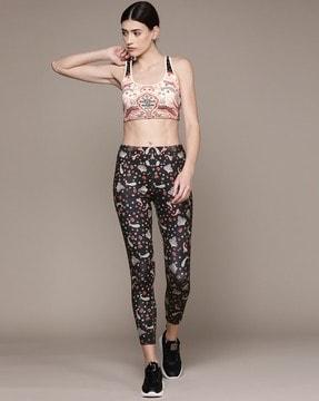 paisley print sports bra with tights