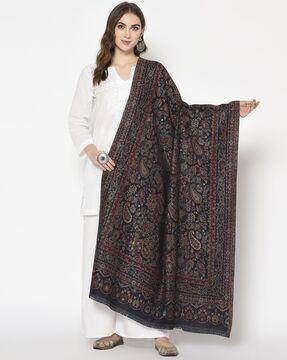 paisley print stole with frayed hems