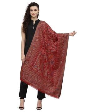 paisley print stole with fringes