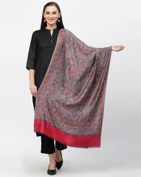 paisley print stole with hem tassels