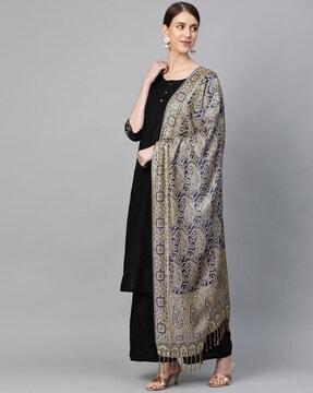 paisley print stole with tassels