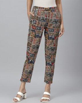 paisley print straight fit pant