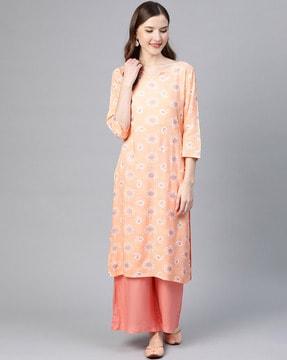 paisley print straight kurta set