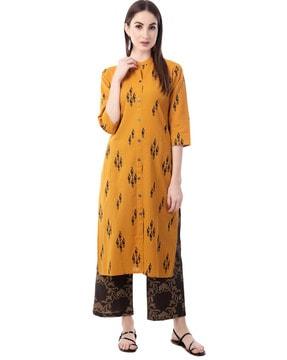 paisley print straight kurta set