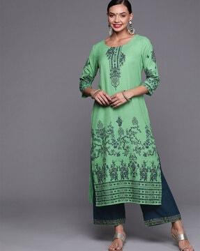 paisley print straight kurta set