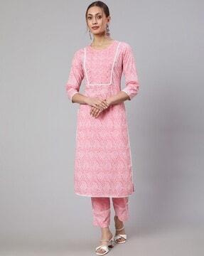 paisley print straight kurta set