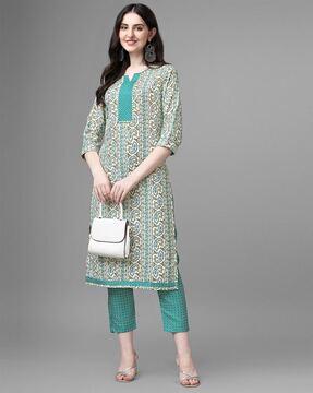 paisley print straight kurta with pants