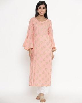 paisley print straight kurta