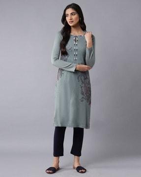 paisley print straight kurta