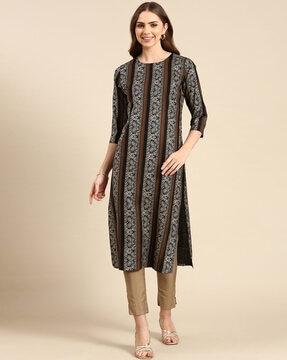 paisley print straight kurta