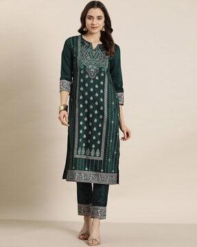 paisley print straight kurta