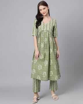 paisley print straight kurta