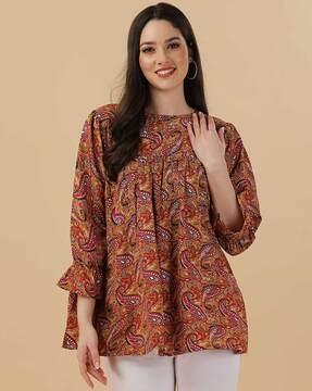 paisley print tailored fit top