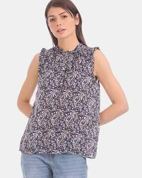 paisley print top with ruffled hems