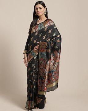 paisley print traditional saree