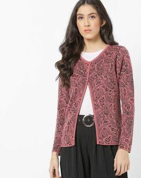 paisley print v-neck cardigan