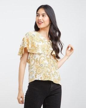 paisley print v-neck top