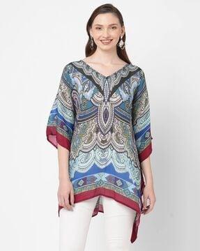 paisley print v-neck top