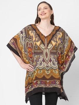 paisley print v-neck top