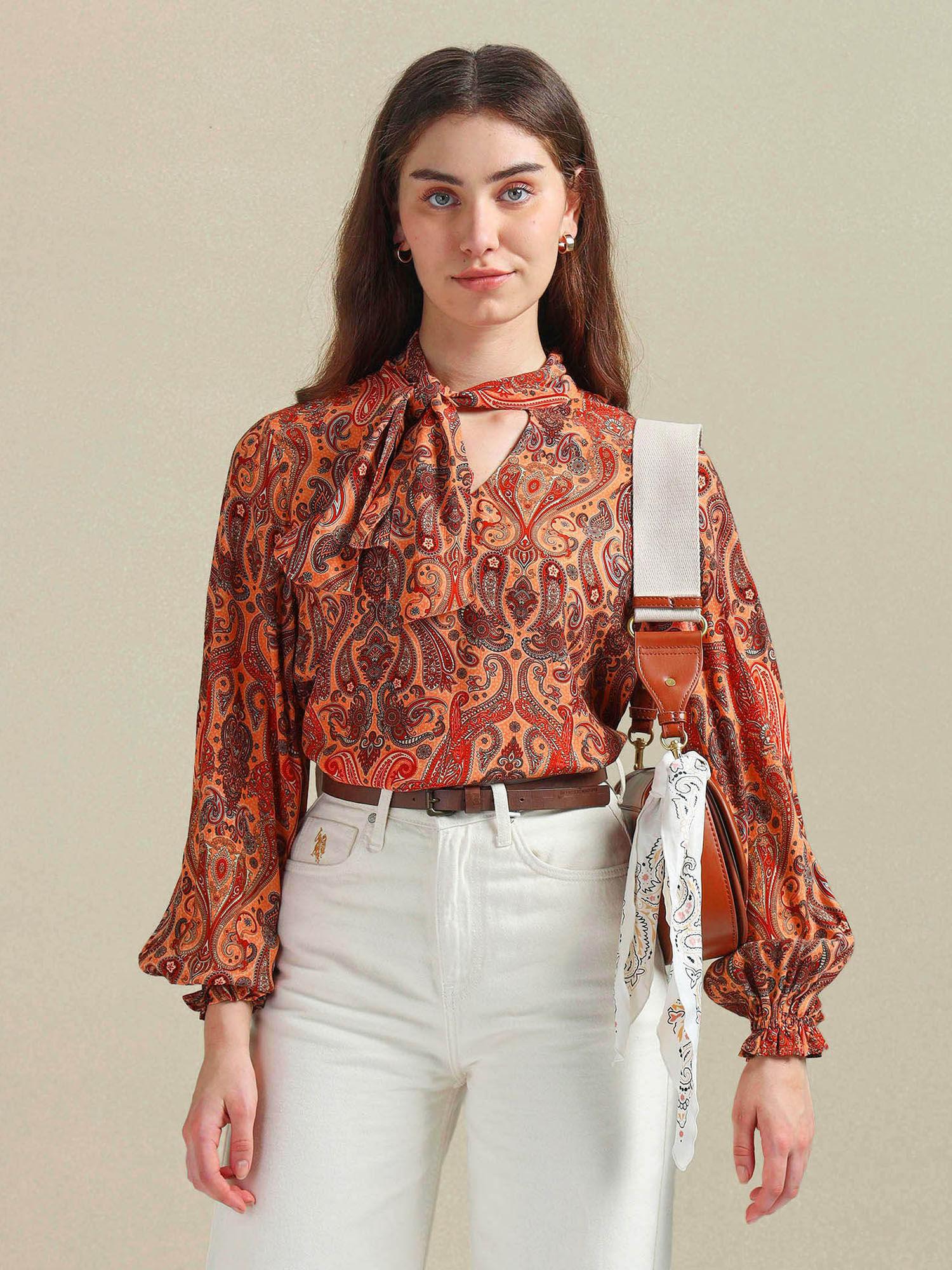 paisley print viscose multi-color top