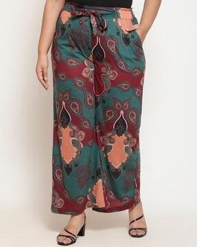 paisley print wide pants with insert pockets