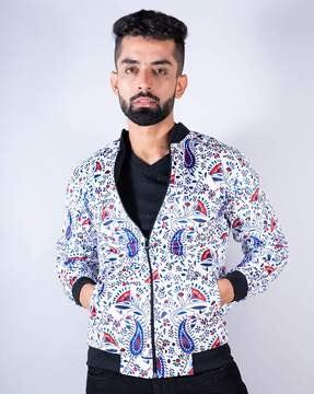 paisley print zip-front bomber jacket