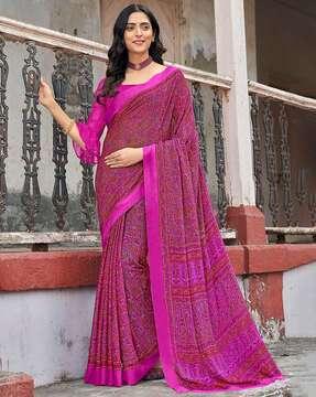 paisley-printed saree with blouse-piece