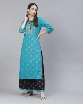 paisley printed straight kurta set