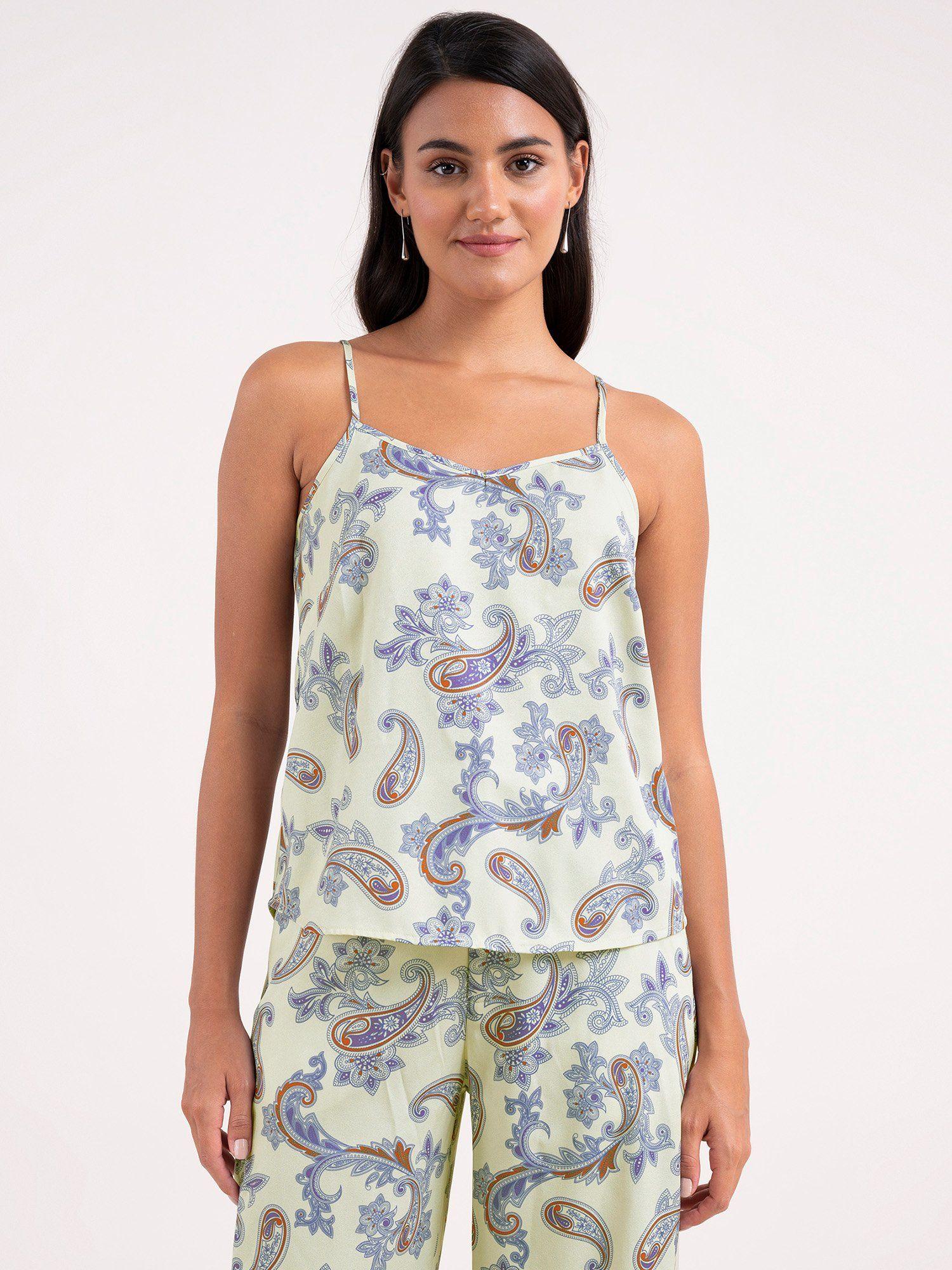 paisley strap top off white