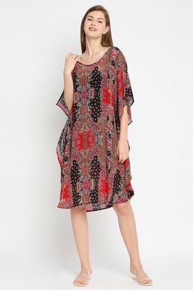 paisley viscose relaxed fit womens mini dress - multi