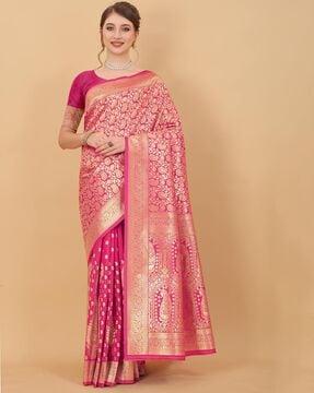 paisley woven banarasi saree with contrast border