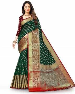 paisley woven jacquard silk saree