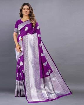 paisley woven jacquard silk saree