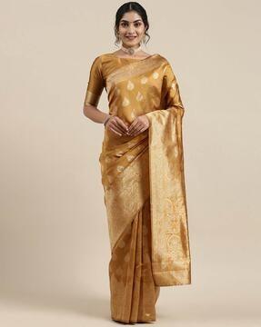 paisley woven saree with contrast border