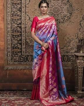 paisley woven saree with contrast border