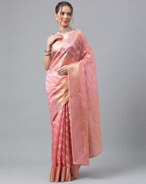 paisley woven saree with embossed border