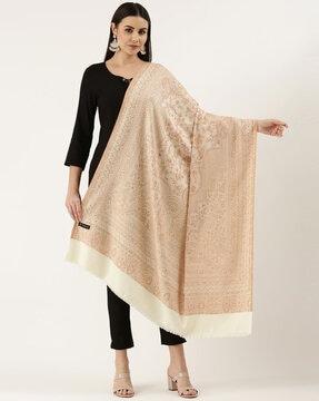 paisley woven shawl with frayed hem