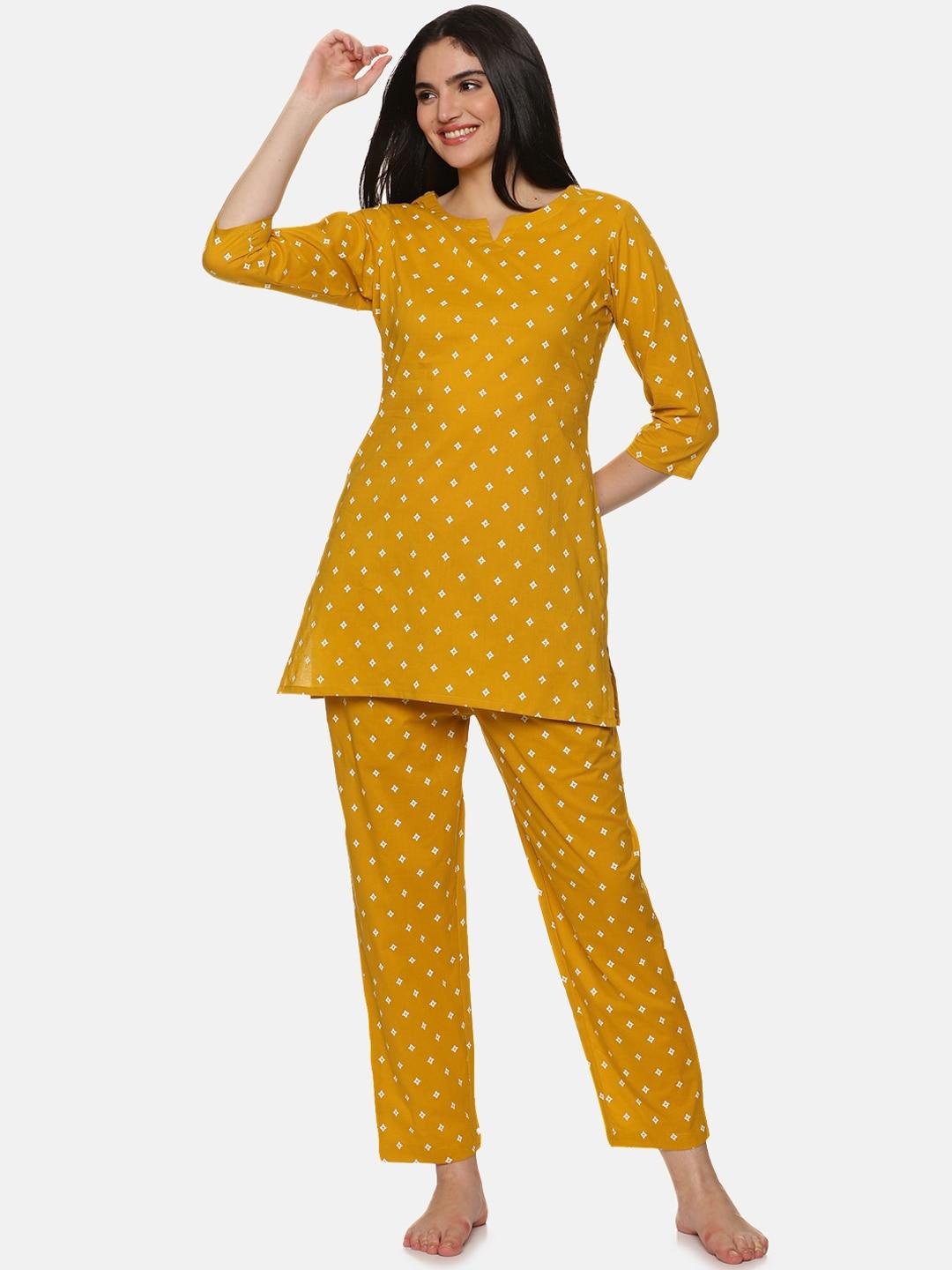 palakh geometric printed pure cotton kurti & pyjamas