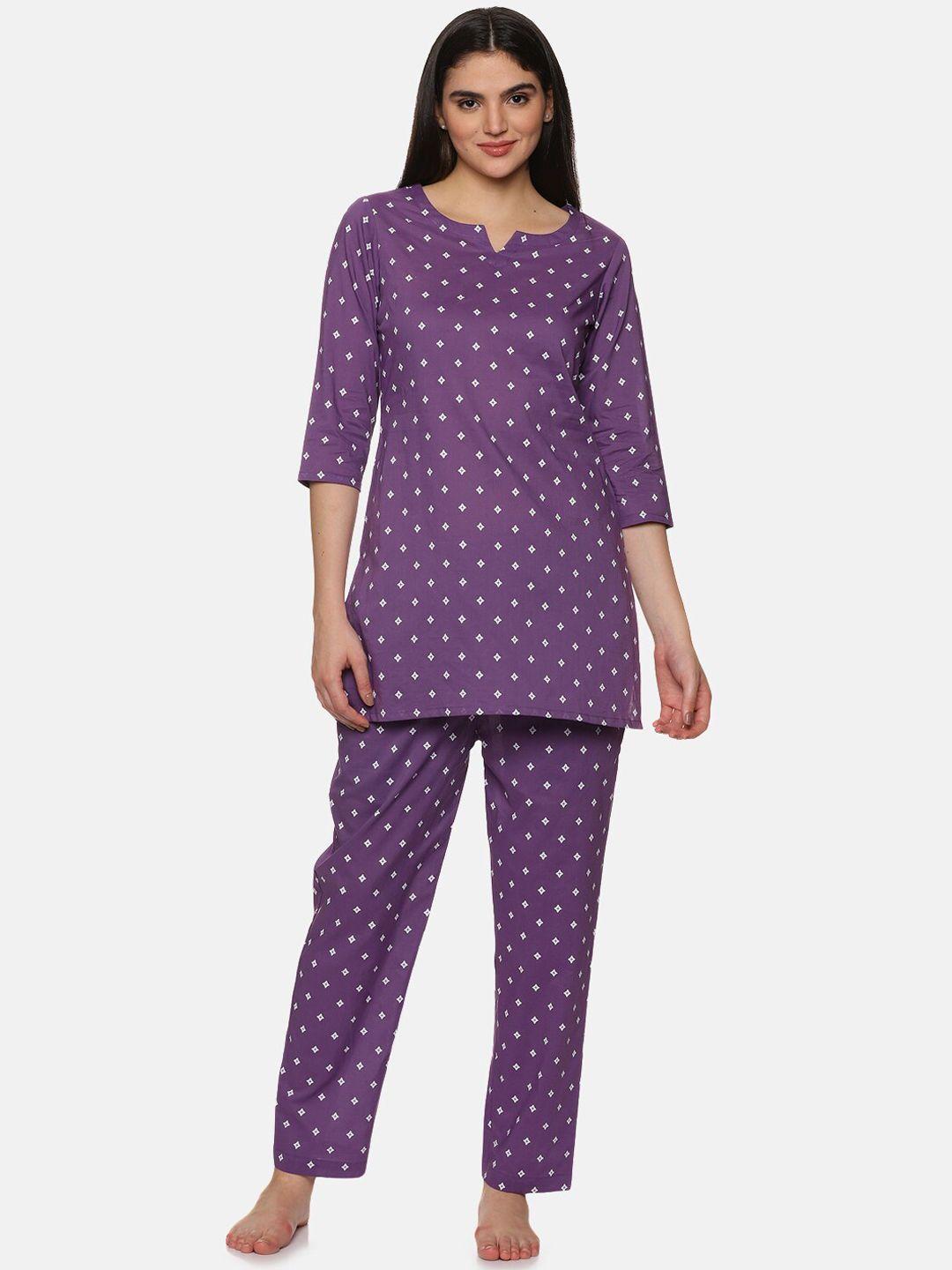 palakh geometric printed pure cotton kurti & pyjamas