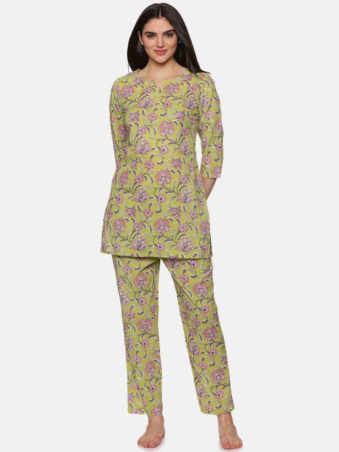 palakh floral printed pure cotton night suit