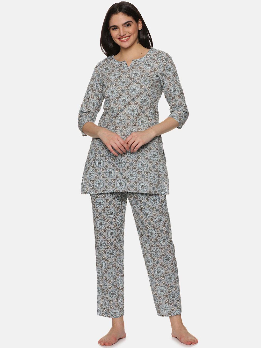 palakh floral printed pure cotton night suit