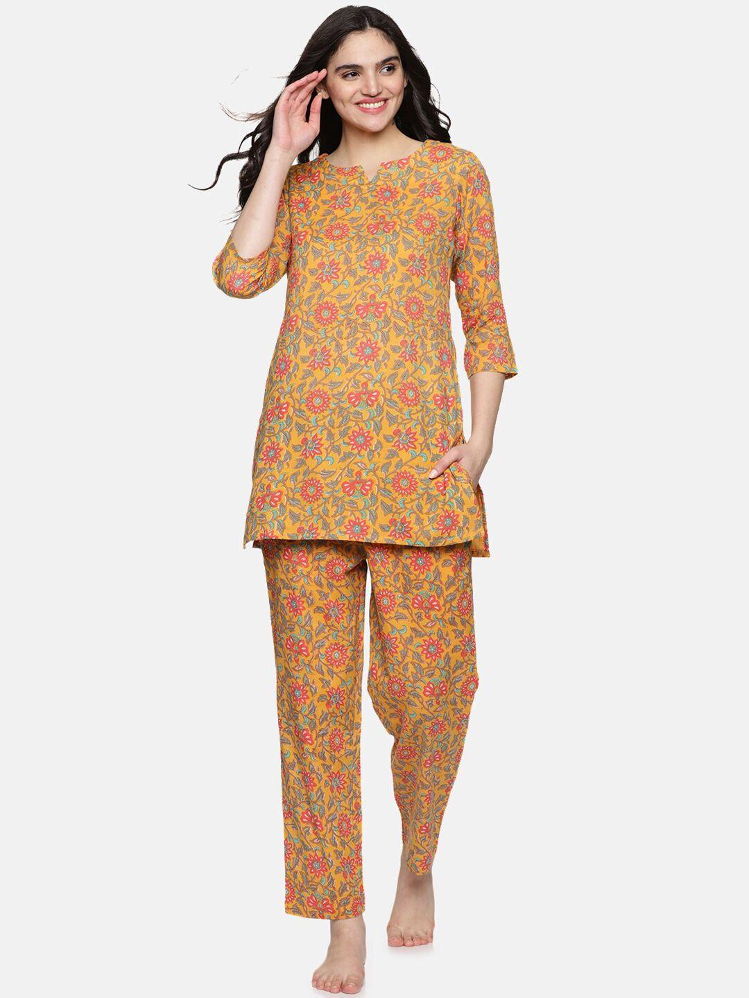 palakh floral printed pure cotton night suit