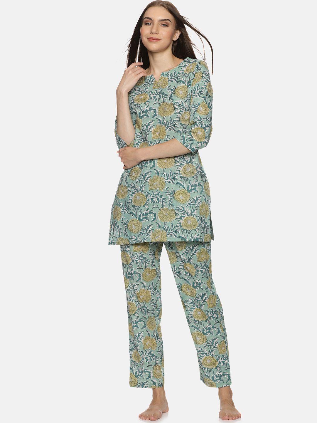 palakh floral printed pure cotton night suit