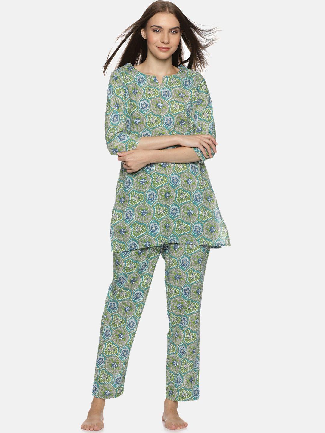 palakh floral printed pure cotton night suit